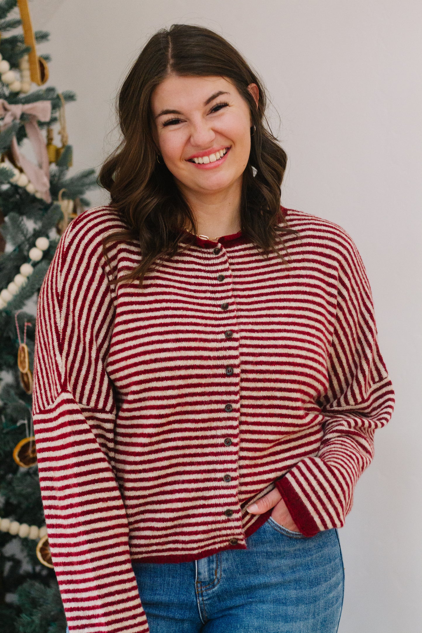 Melina Stripe Sweater in Red