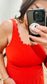 Misty Scalloped Romper Swimsuit in Red - Lettie Boutique
