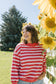 Lydia Striped Knit Top in Red