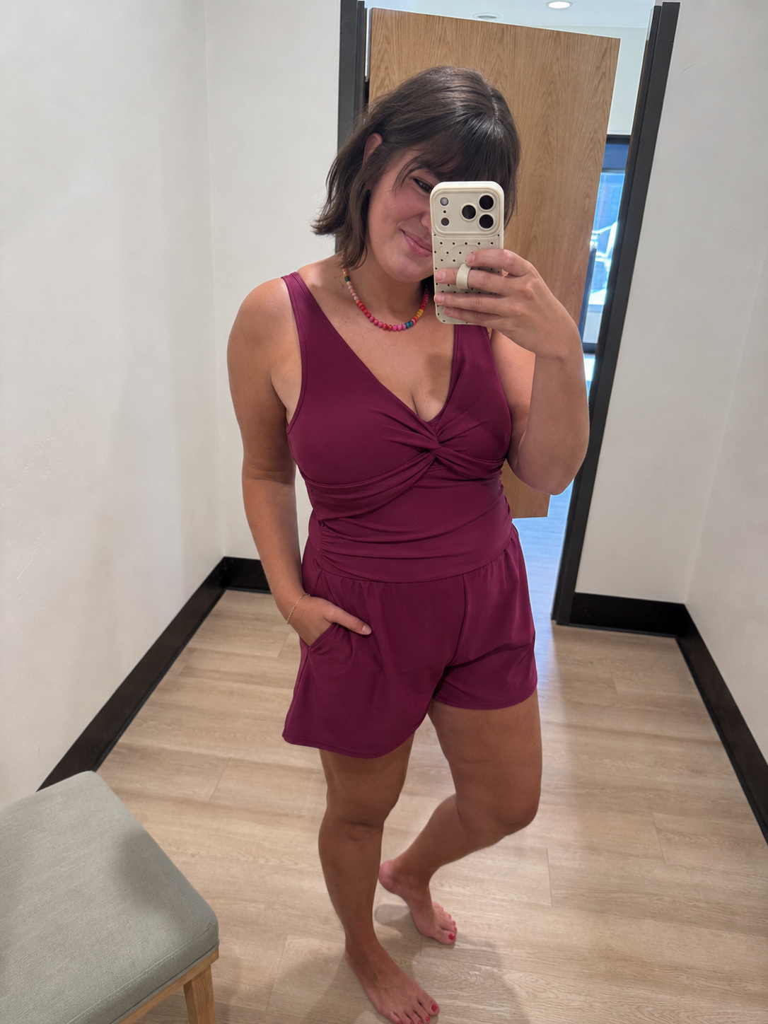 Munroe Swim Romper in Berry