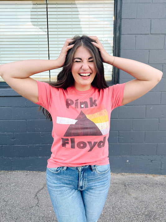 Pink Floyd Tour Tee in Coral