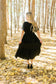 Roanoke Satin Smocked Midi Dress in Black