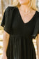 Roanoke Satin Smocked Midi Dress in Black