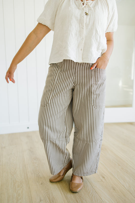 Finn Striped Barrel Jeans
