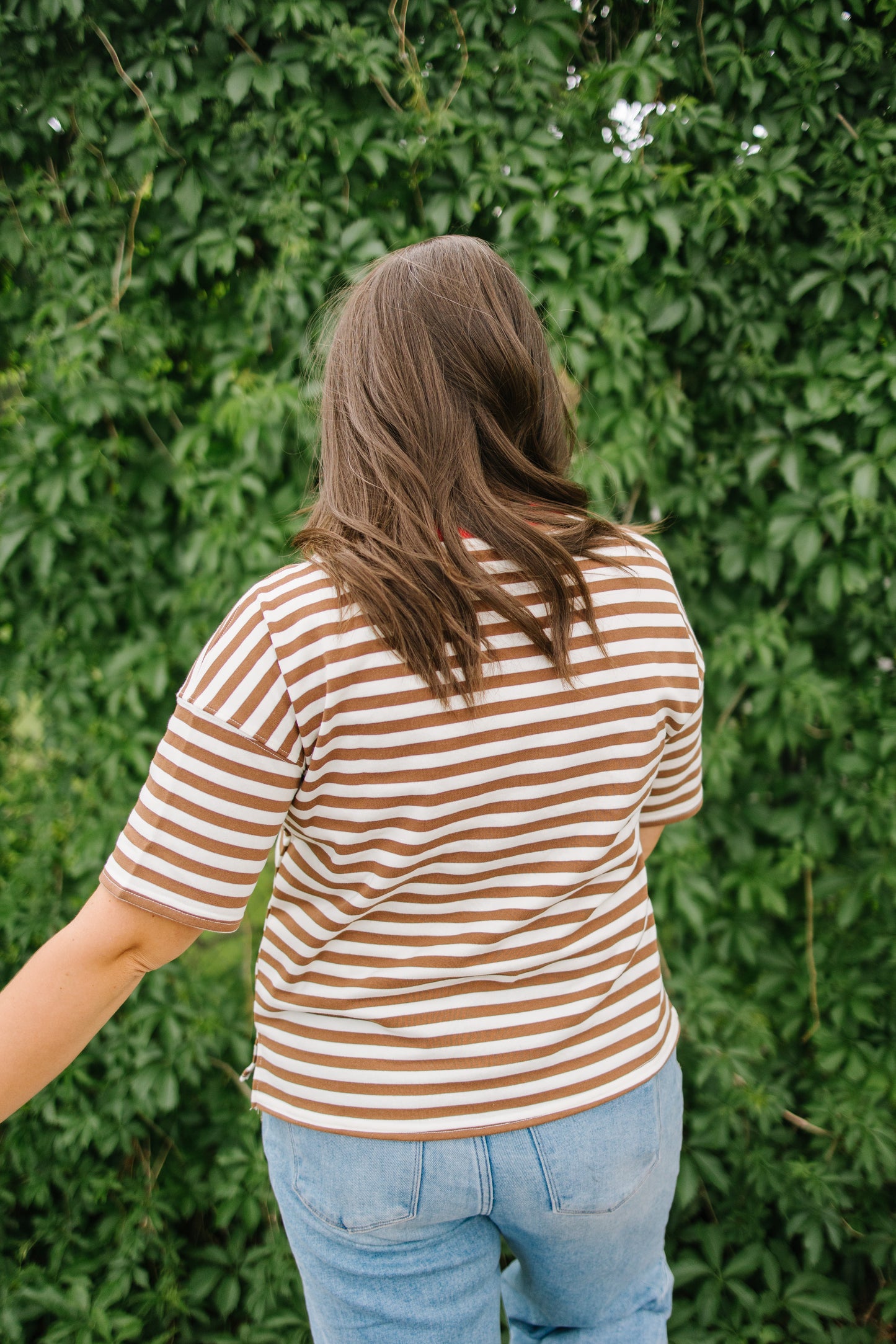 Kit Stripe Colorblock Tee in Brown