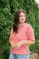 Kit Stripe Colorblock Tee in Red - Lettie Boutique