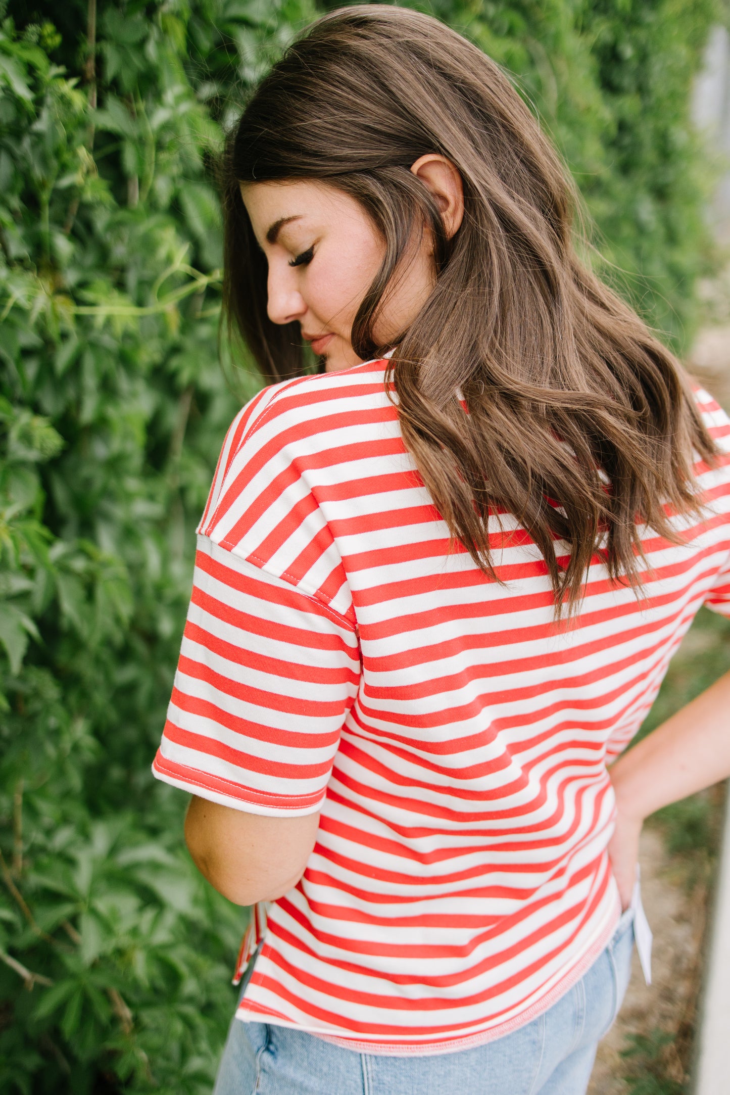 Kit Stripe Colorblock Tee in Red - Lettie Boutique