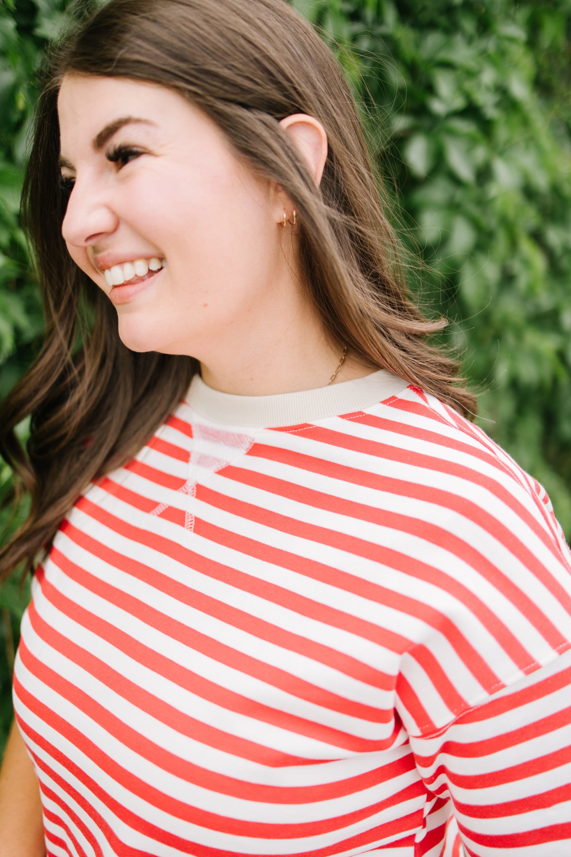 Kit Stripe Colorblock Tee in Red - Lettie Boutique
