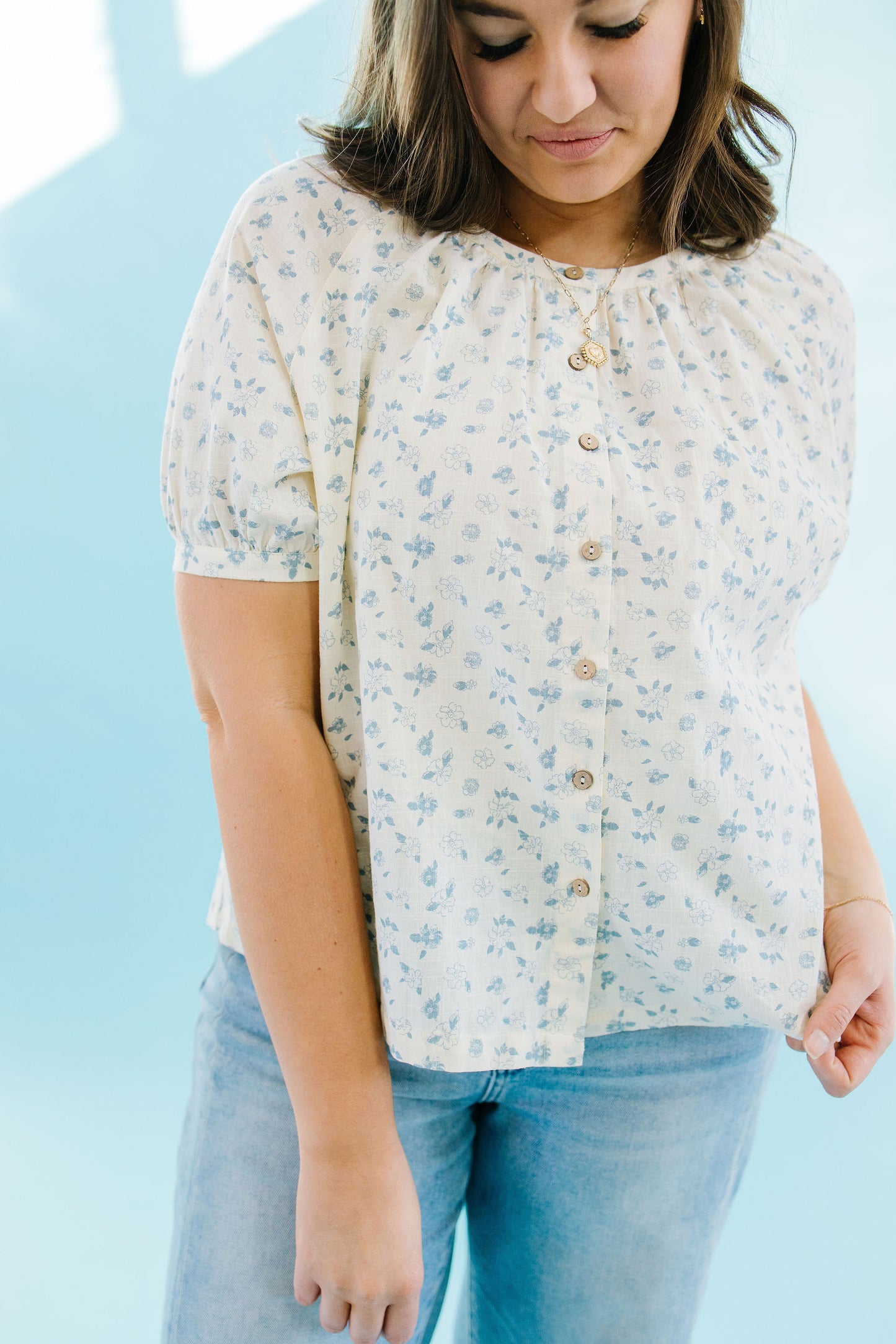 *Annika Floral Button Down Blouse - Lettie Boutique