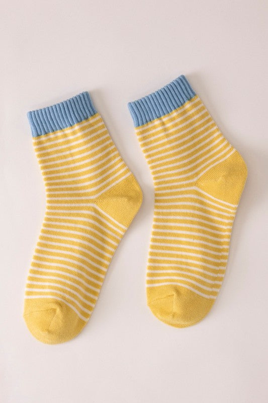 Striped Crew Sock (5 Colors) - Lettie Boutique