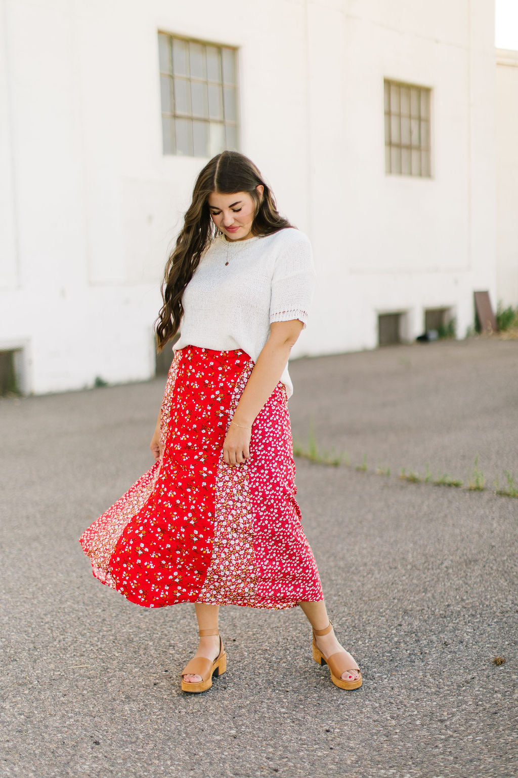 Wren Floral Skirt in Red - Lettie Boutique