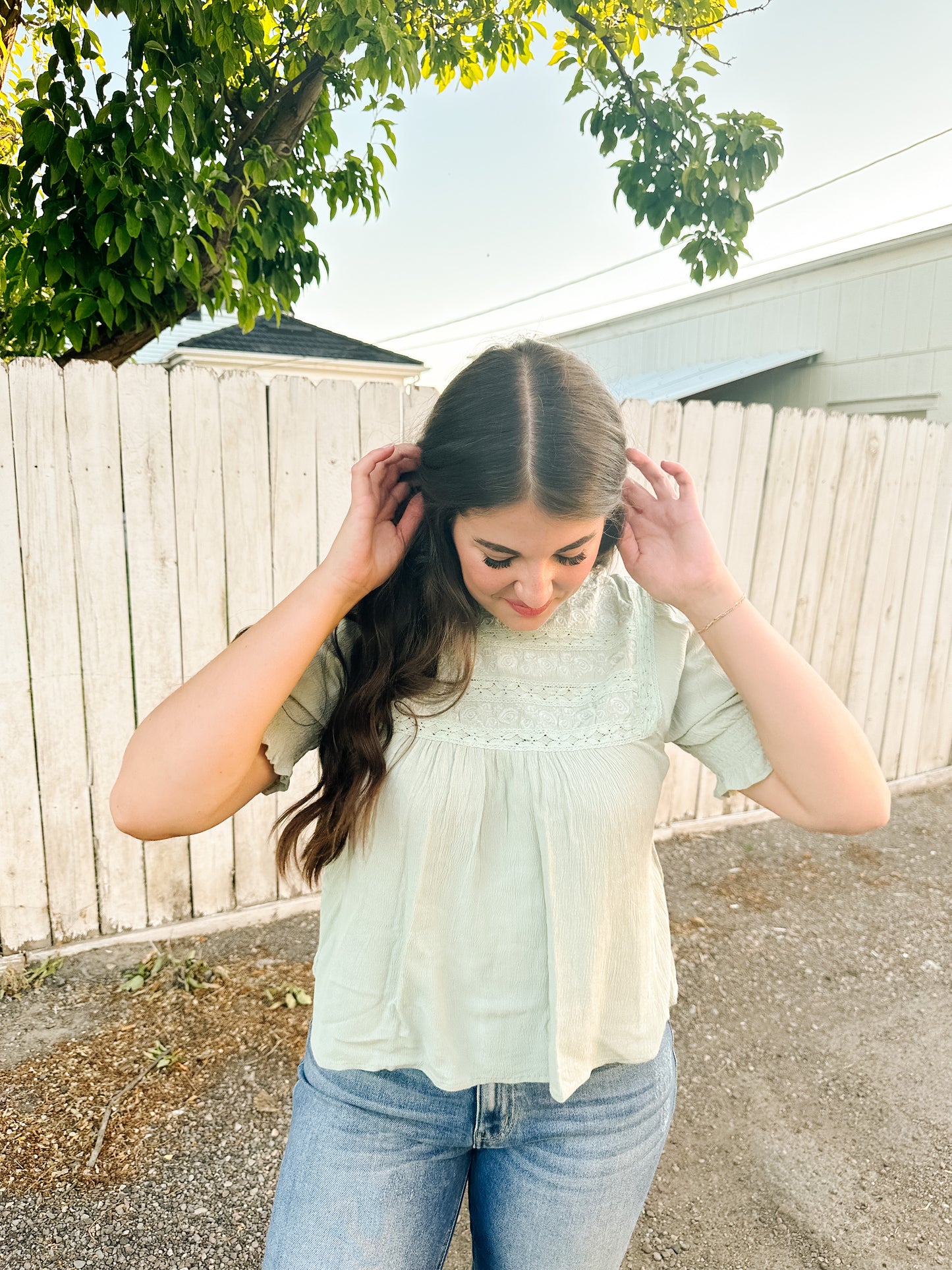 Queenie Lace Top in Sage