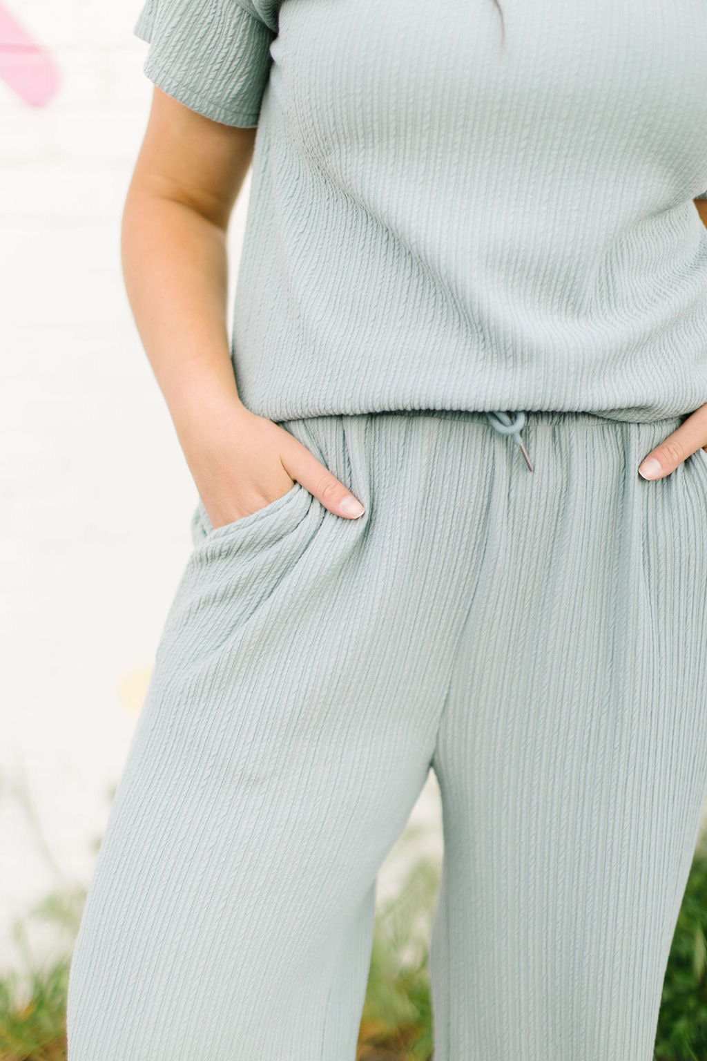 Ross Textured Pants in Dusty Blue