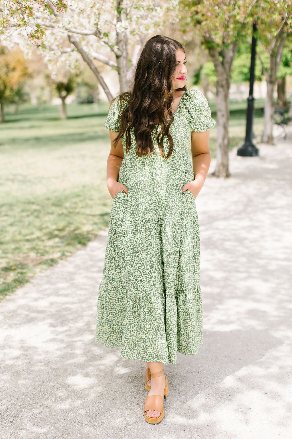Lyric Ditsy Floral Dress in Green