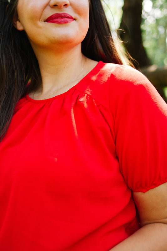 Layne Detail Blouse in Red