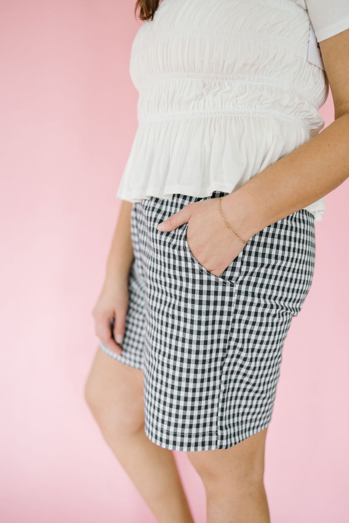 *Diya Gingham Shorts in Navy - Lettie Boutique