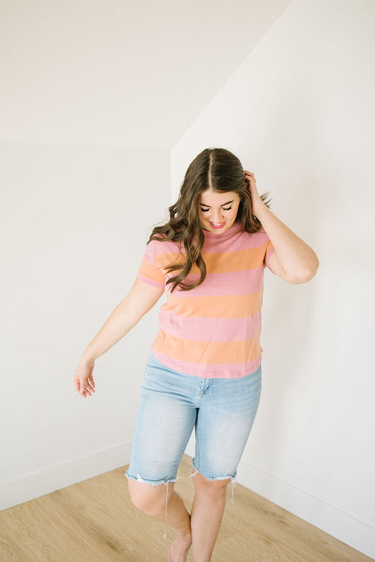 Ginger Stripe Tee in Pink