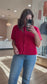Alina Short Sleeve Cardigan In Red