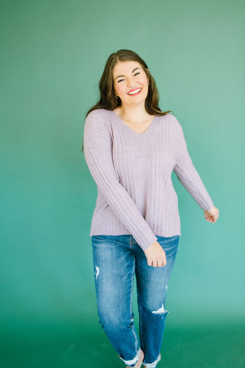 Moreno Knit Sweater in Lavender (S-2X)