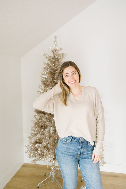 Clara Knit Long Sleeve in Taupe