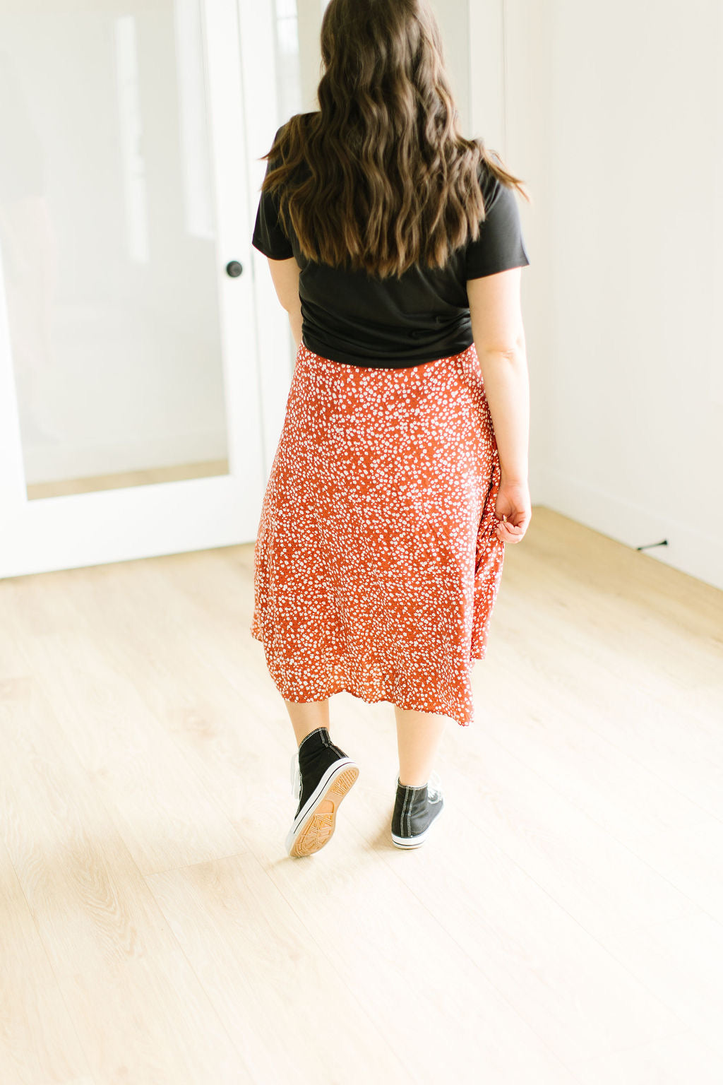 Taitum Floral Midi Skirt in Red